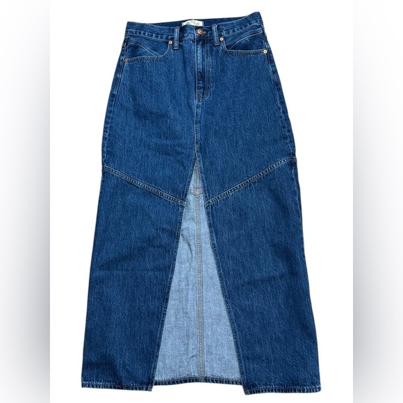 Madewell Sz 27 skirt mid rise Denim Maxi blue jean Classic Minimalist Capsule - Picture 5 of 8